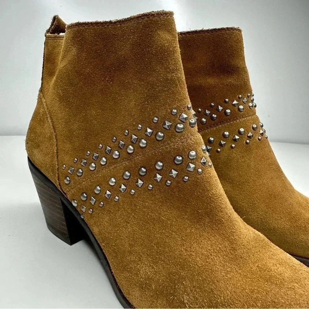 Lucky Brand Tapenade Suede Latinia  Studded Ankle Booties Size 6.5